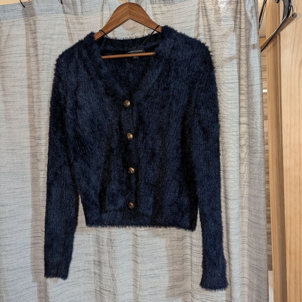 EUC Dark Indigo Blue Banana Republic Fuzzy Sweater